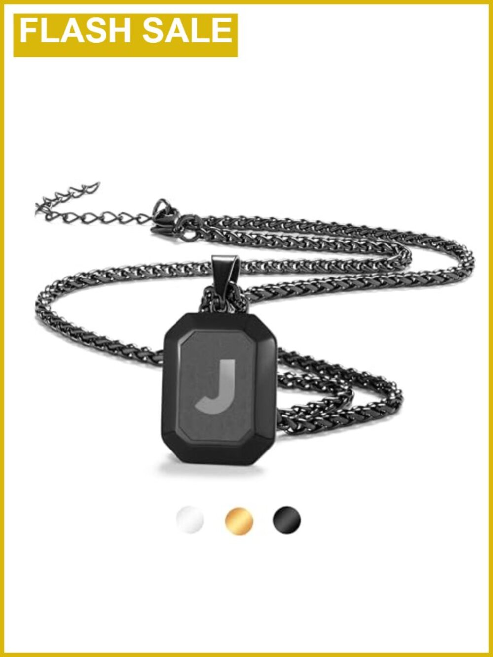 Men's Stainless Steel Dog Tag Initial Necklace 18k Gold Plated
